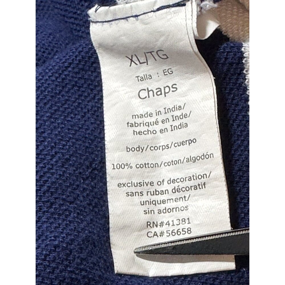 Chaps by Ralph Lauren Men’s Polo Golf 2 Button Shirt Size XL Navy White Stripe - Picture 10 of 10